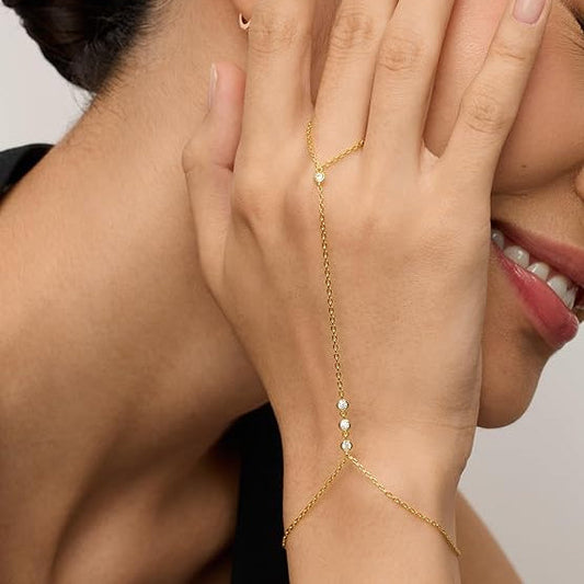 Pulsera de Mano con Cuentas | Oro