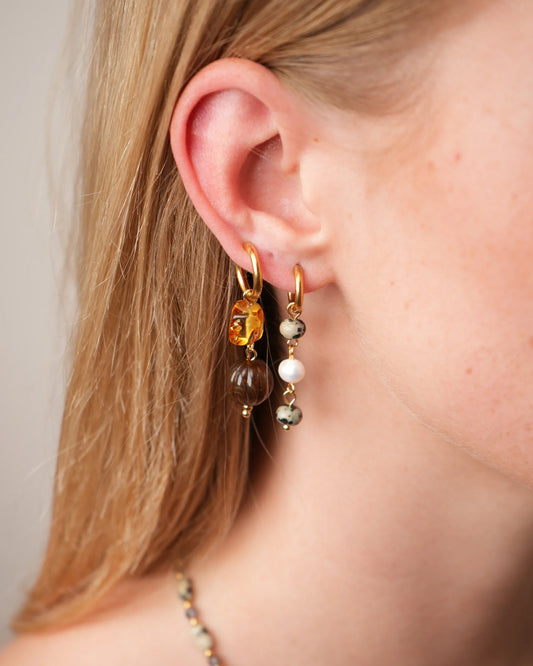 Ova - Pendientes - Piedra natural - Acero inoxidable