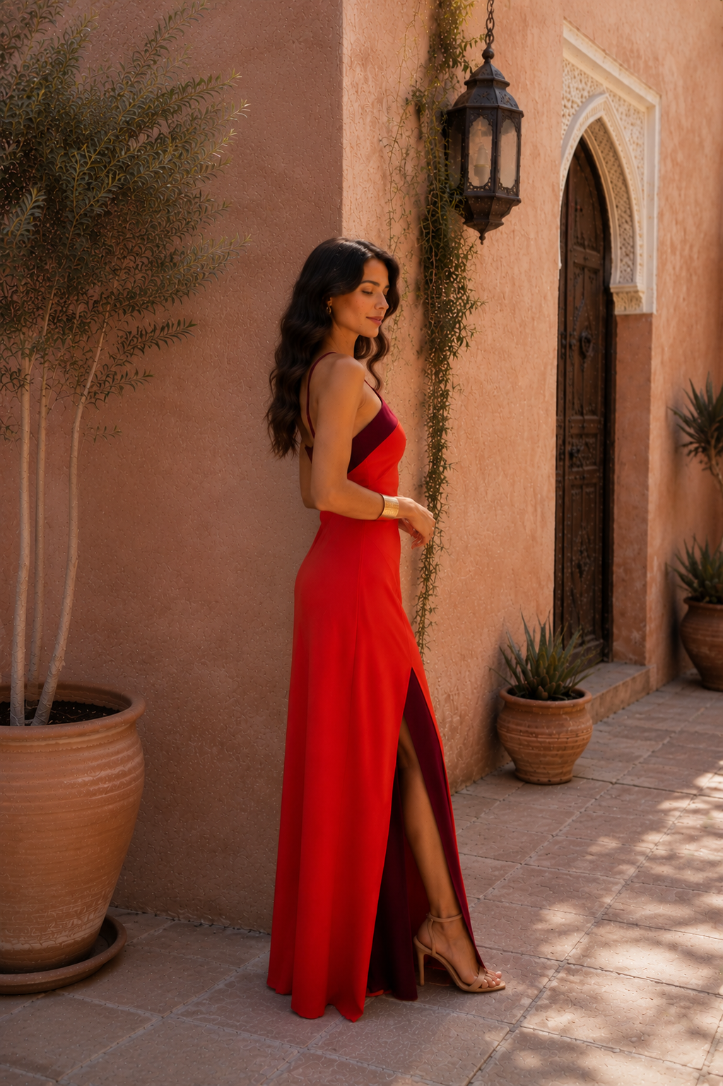 Vestido Largo Rojo con Escote Halter