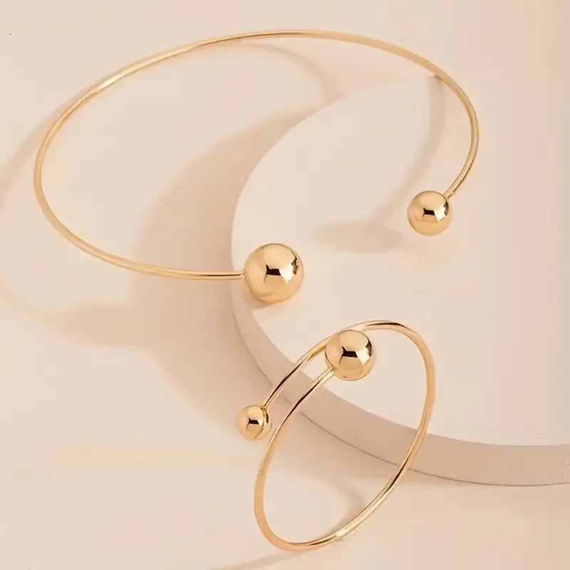 Set Minimalista de Gargantilla y Brazalete Glow | Oro
