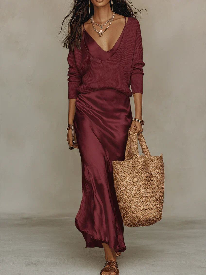 Alessia | Elegante vestido medio de satén