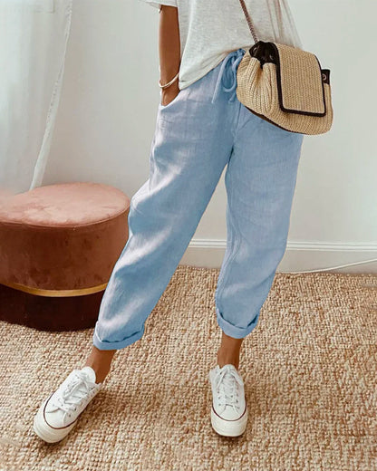 Lucie™ — Pantalón fluido de mezcla de algodón y lino