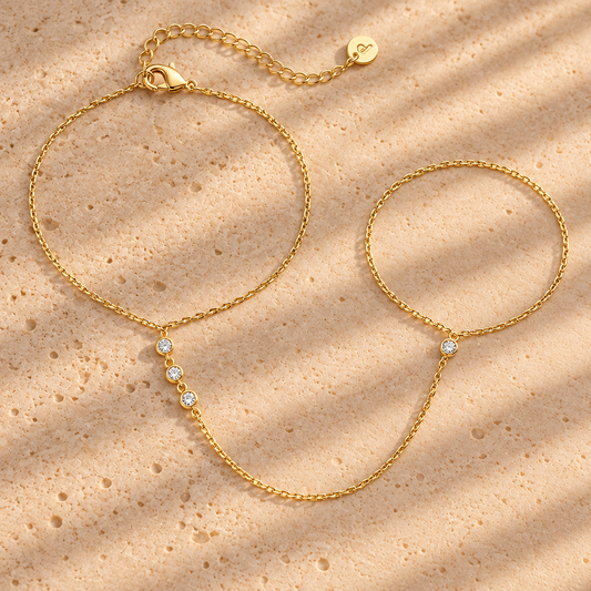 Pulsera de Mano con Cuentas | Oro