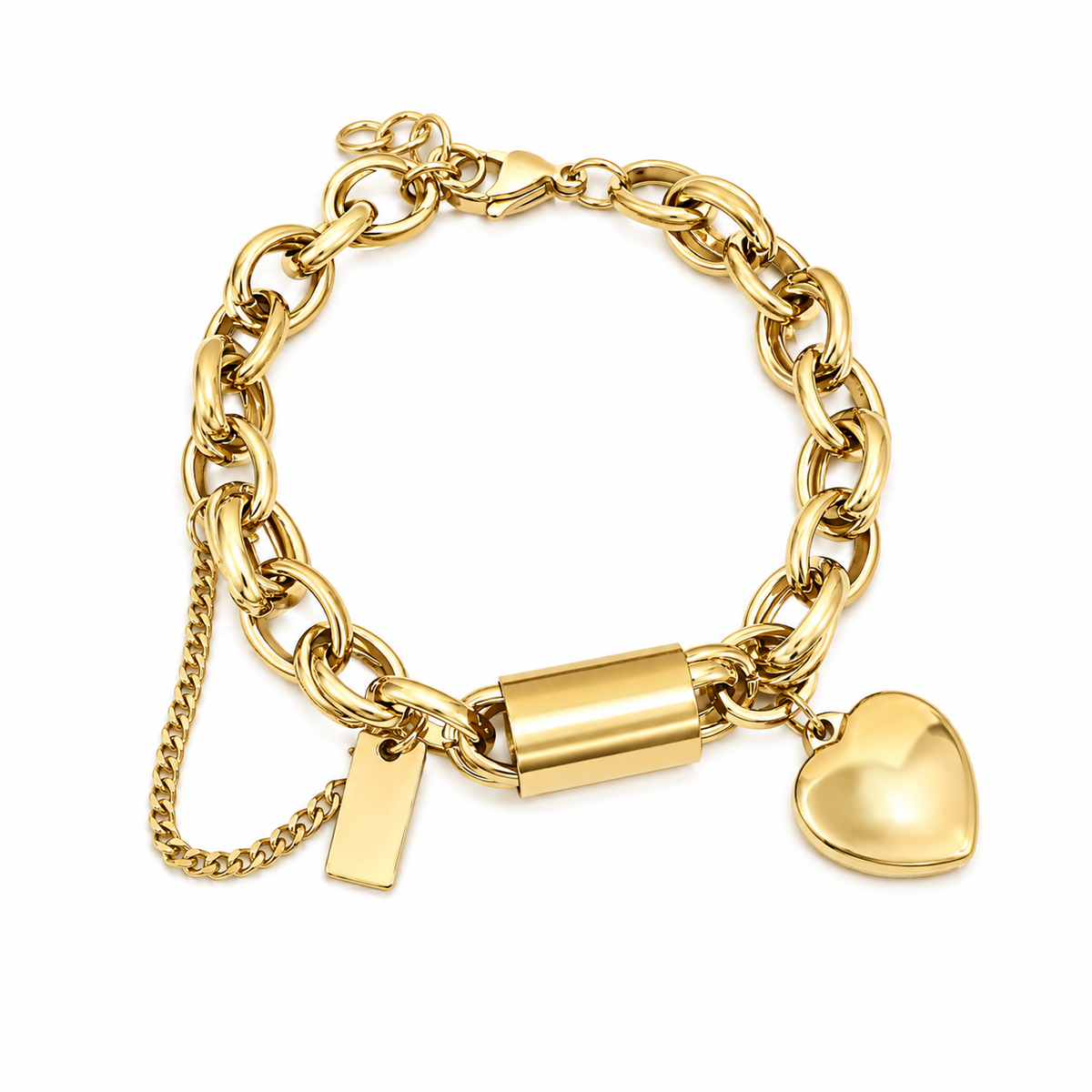 Pulsera Gruesa de Corazón | Oro
