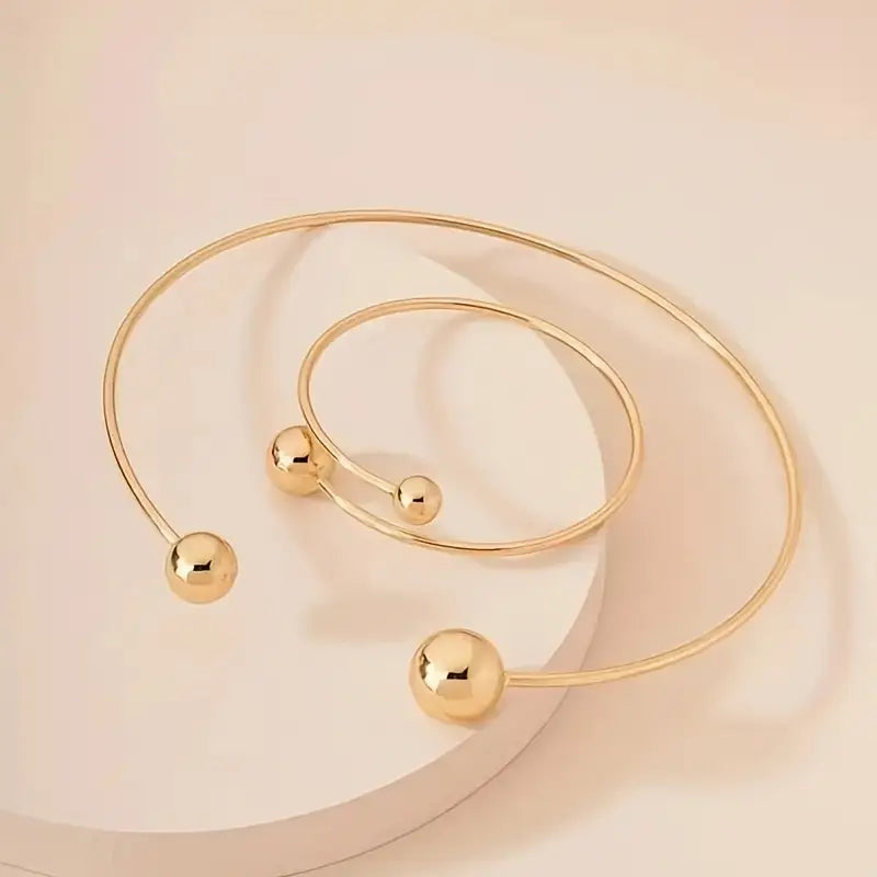 Set Minimalista de Gargantilla y Brazalete Glow | Oro