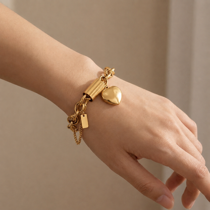 Pulsera Gruesa de Corazón | Oro