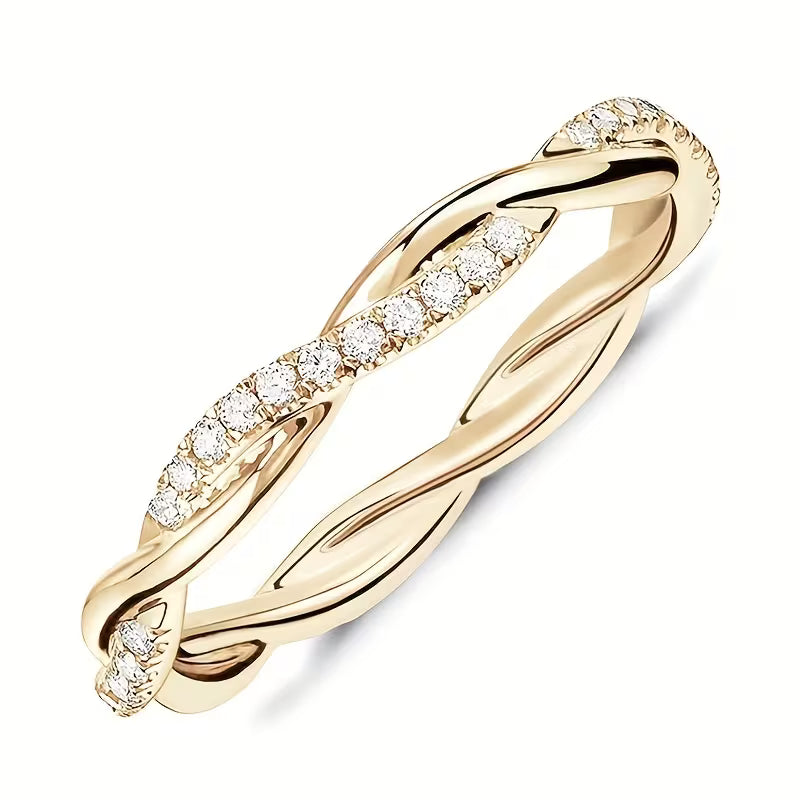Anillo Ondas Brillantes | Oro