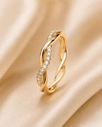 Anillo Ondas Brillantes | Oro