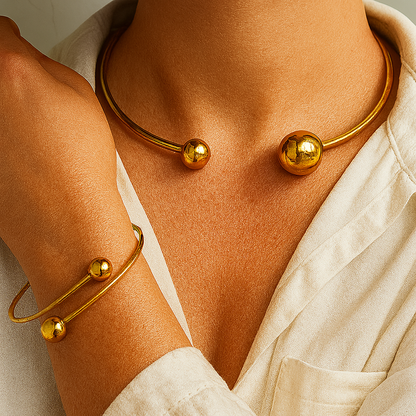 Set Minimalista de Gargantilla y Brazalete Glow | Oro