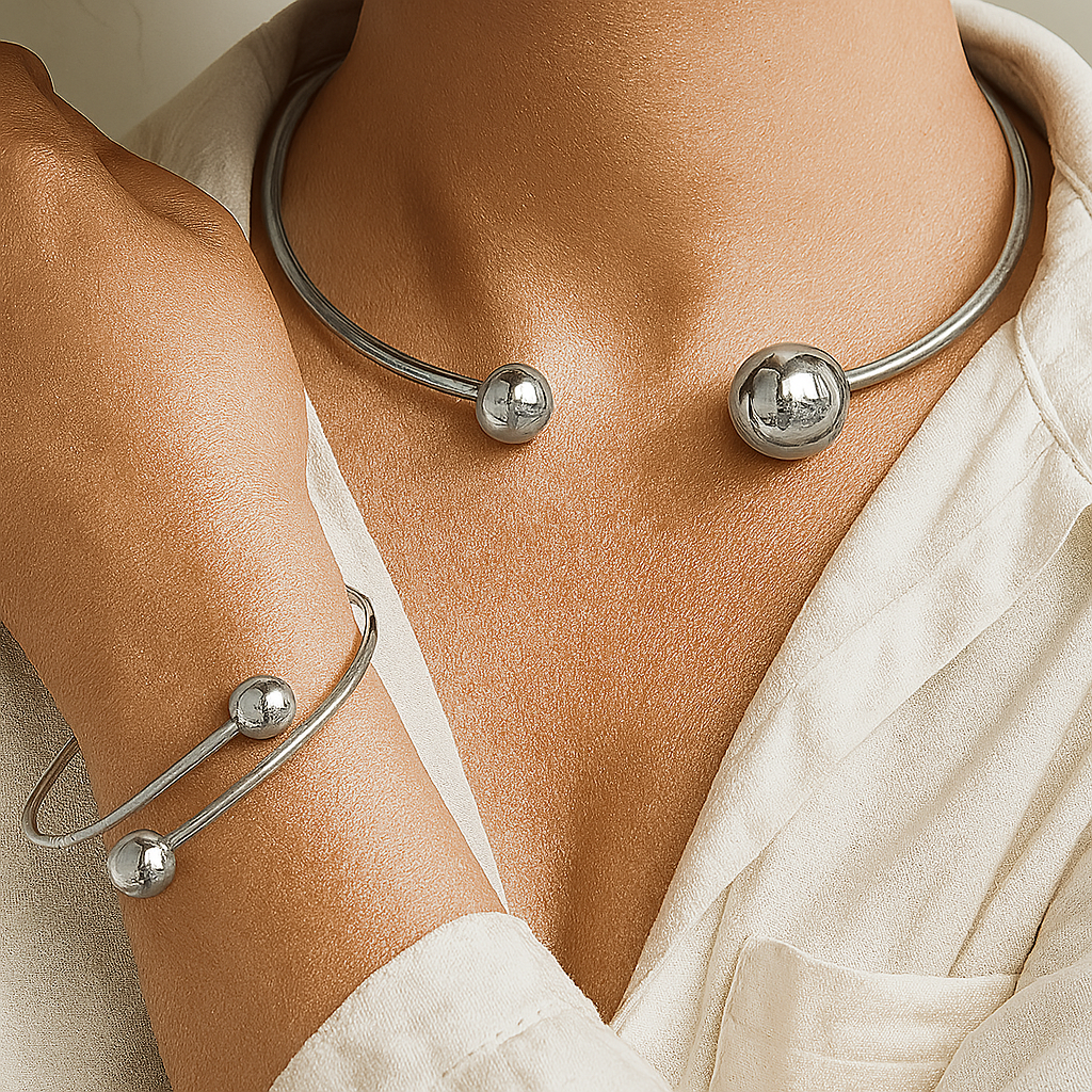 Set Minimalista de Gargantilla y Brazalete Glow | Oro
