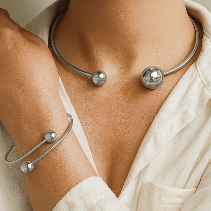 Set Minimalista de Gargantilla y Brazalete Glow | Oro