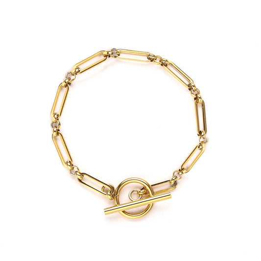 Pulsera con Barra en T de Eslabones | Oro