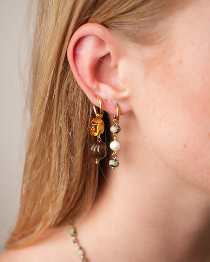Ova - Pendientes - Piedra natural - Acero inoxidable