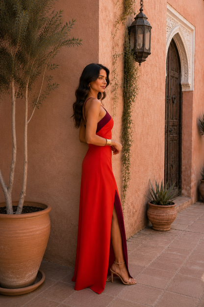 Vestido Largo Rojo con Escote Halter