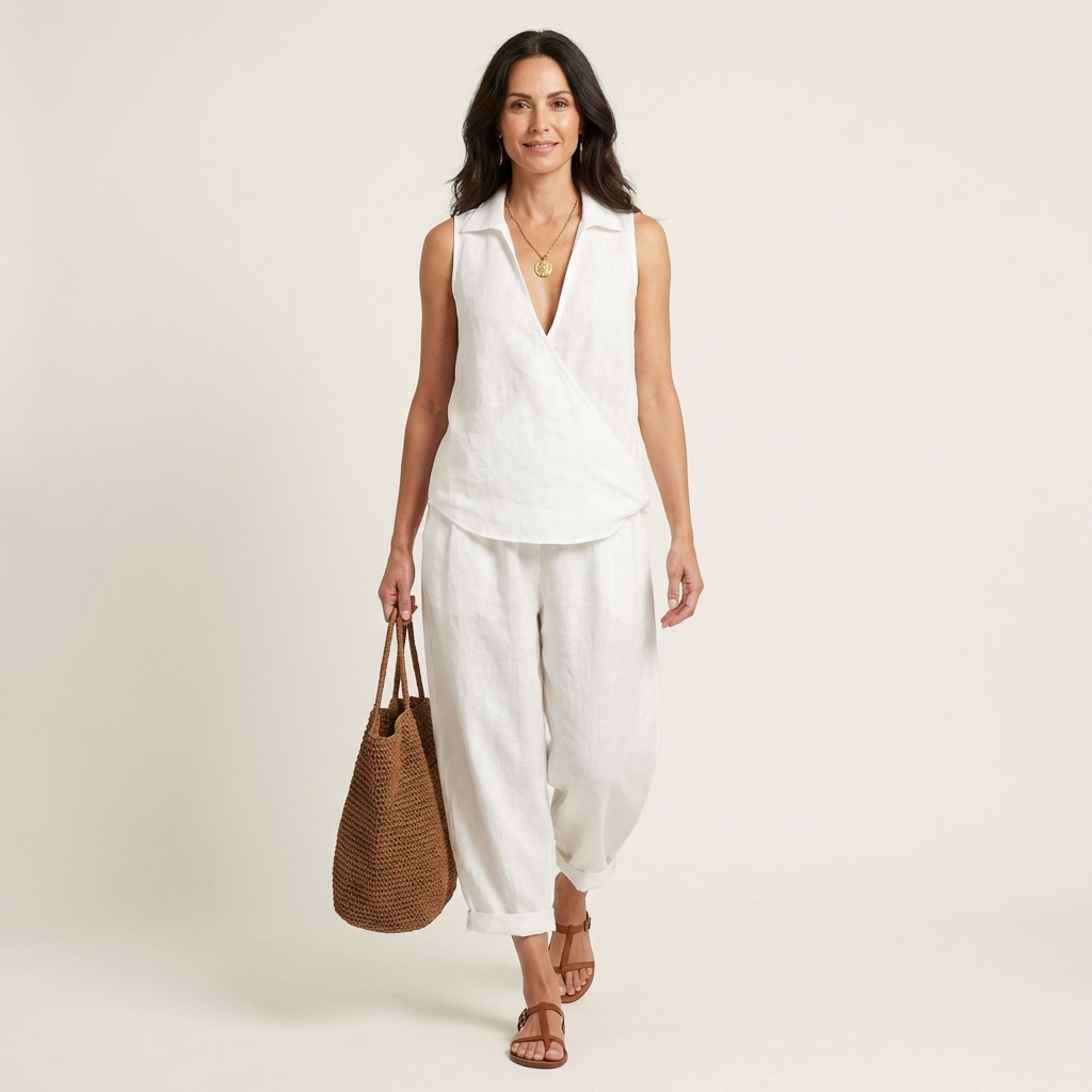 Twiila | Top cruzado y pantalones anchos