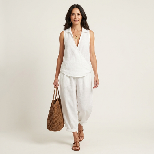 Twiila | Top cruzado y pantalones anchos
