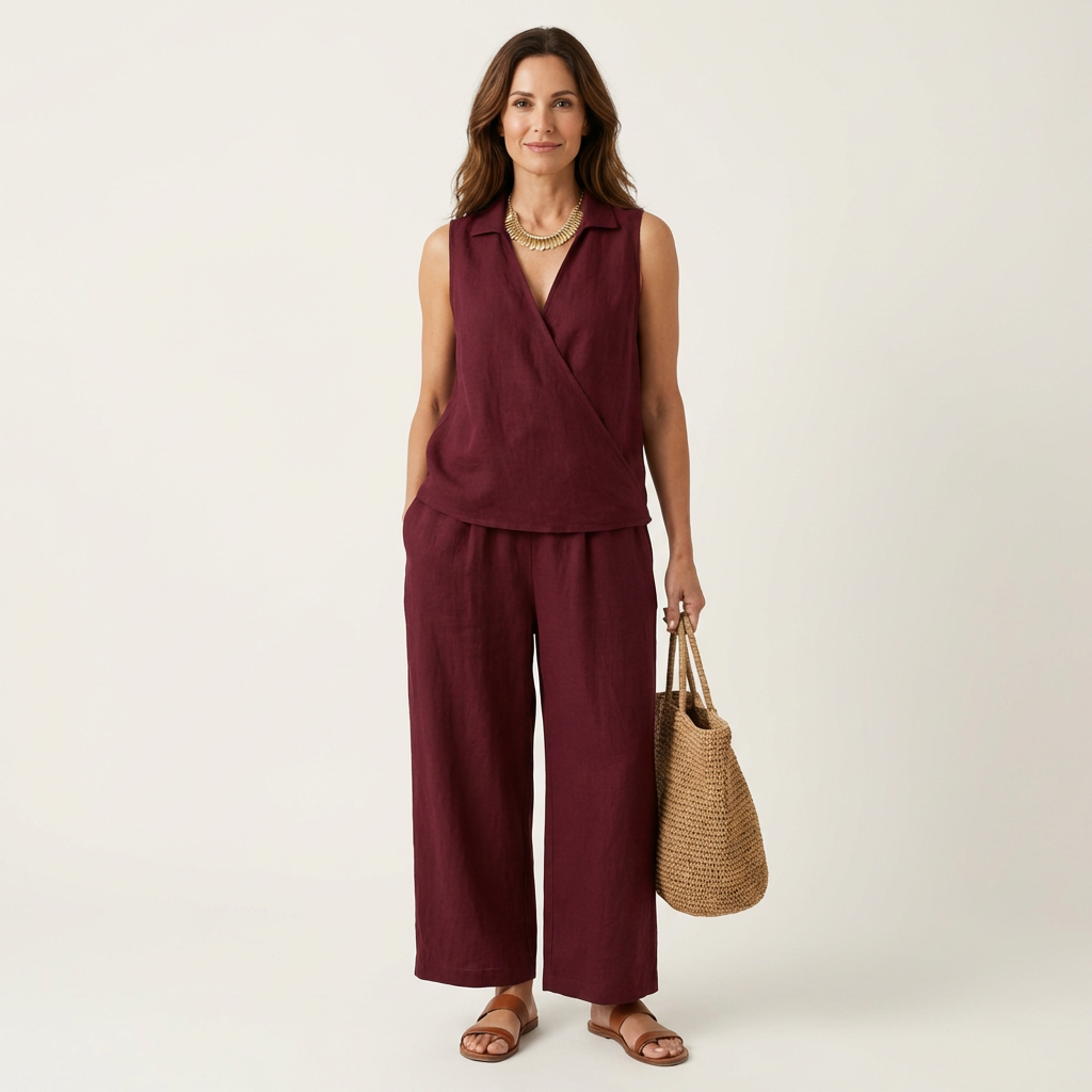 Twiila | Top cruzado y pantalones anchos