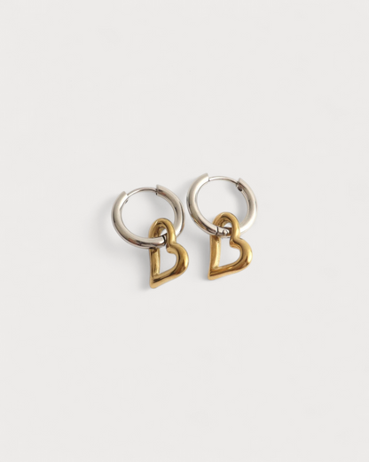 Mixed Hearts - Pendientes - Acero inoxidable